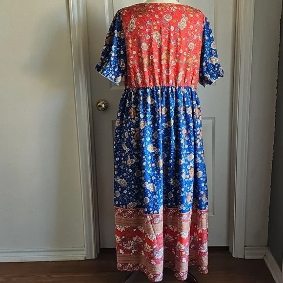 SHEIN Red and Blue Floral Dress - Picture 5 of 8